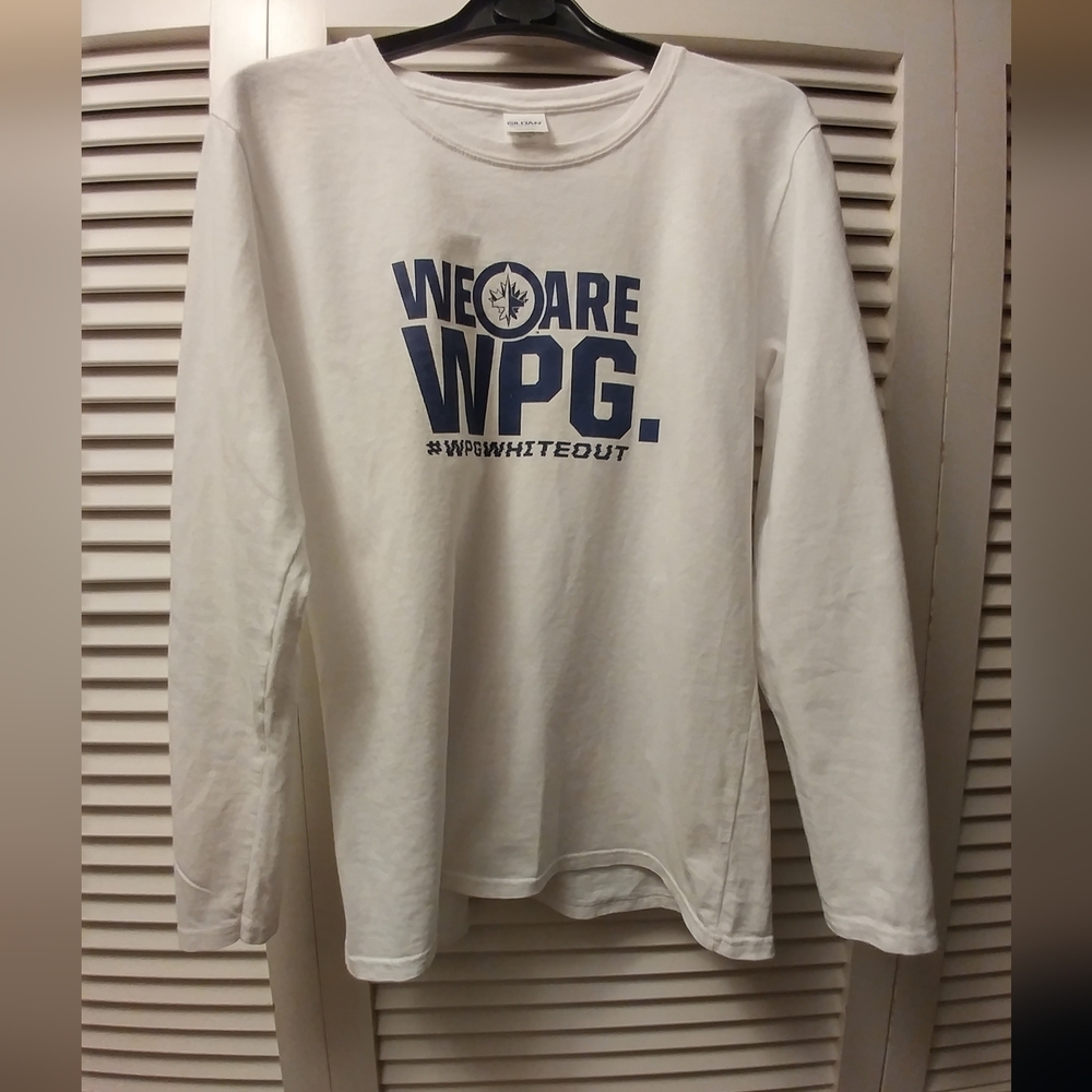 Winnipeg Jets Gildan White Long Sleeve Tee Casual Cotton Blend